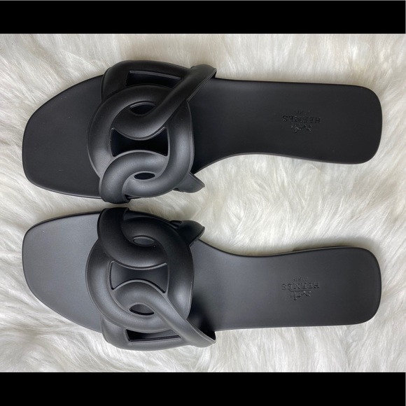 Hermes Aloha Sandals in Noir Size 40/US 10 - Picture 5 of 12